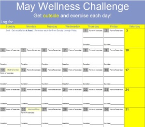 May Wellness Challenge Log